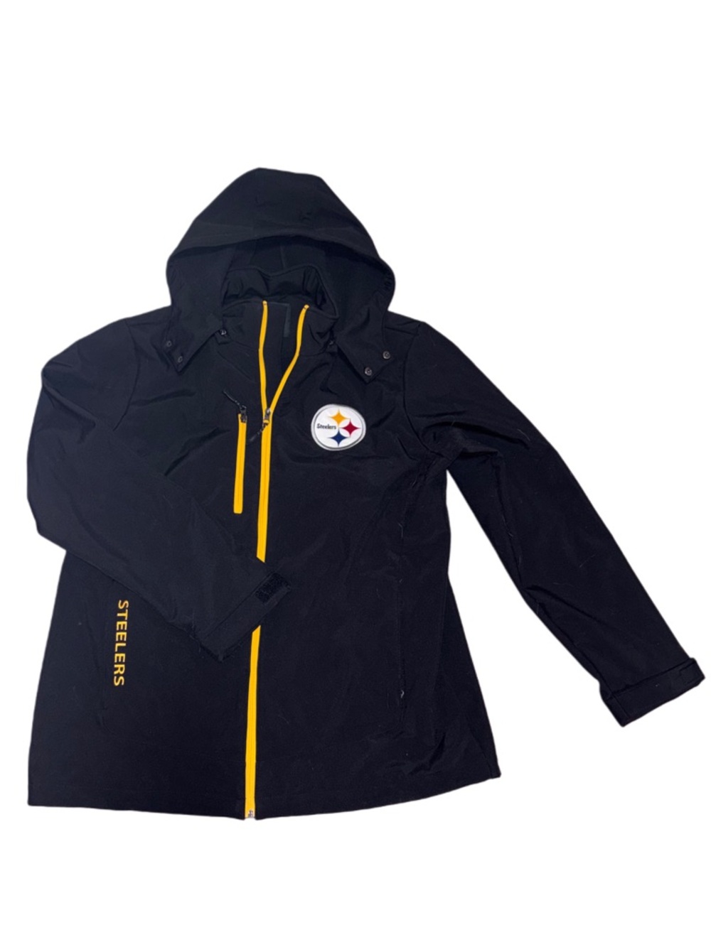 NFL - Large Men’s Steelers Black Jacket with Removable Hood and Extra Pocket
